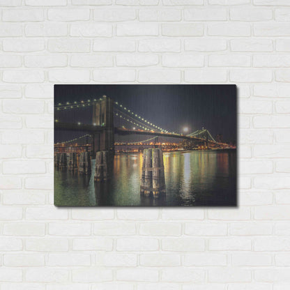 Luxe Metal Art 'Moon Over Brooklyn' by Natalie Mikaels, Metal Wall Art,36x24