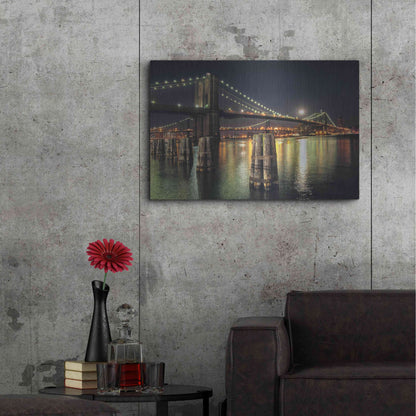 Luxe Metal Art 'Moon Over Brooklyn' by Natalie Mikaels, Metal Wall Art,36x24
