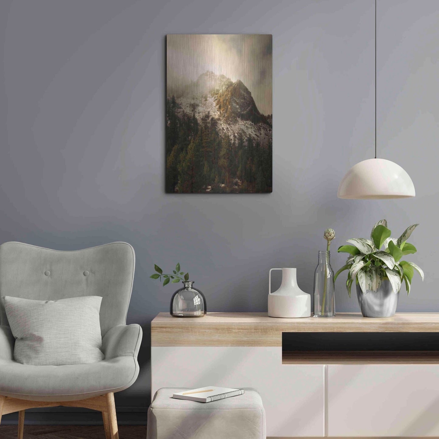 Luxe Metal Art 'Majestic Peak' by Natalie Mikaels, Metal Wall Art,16x24