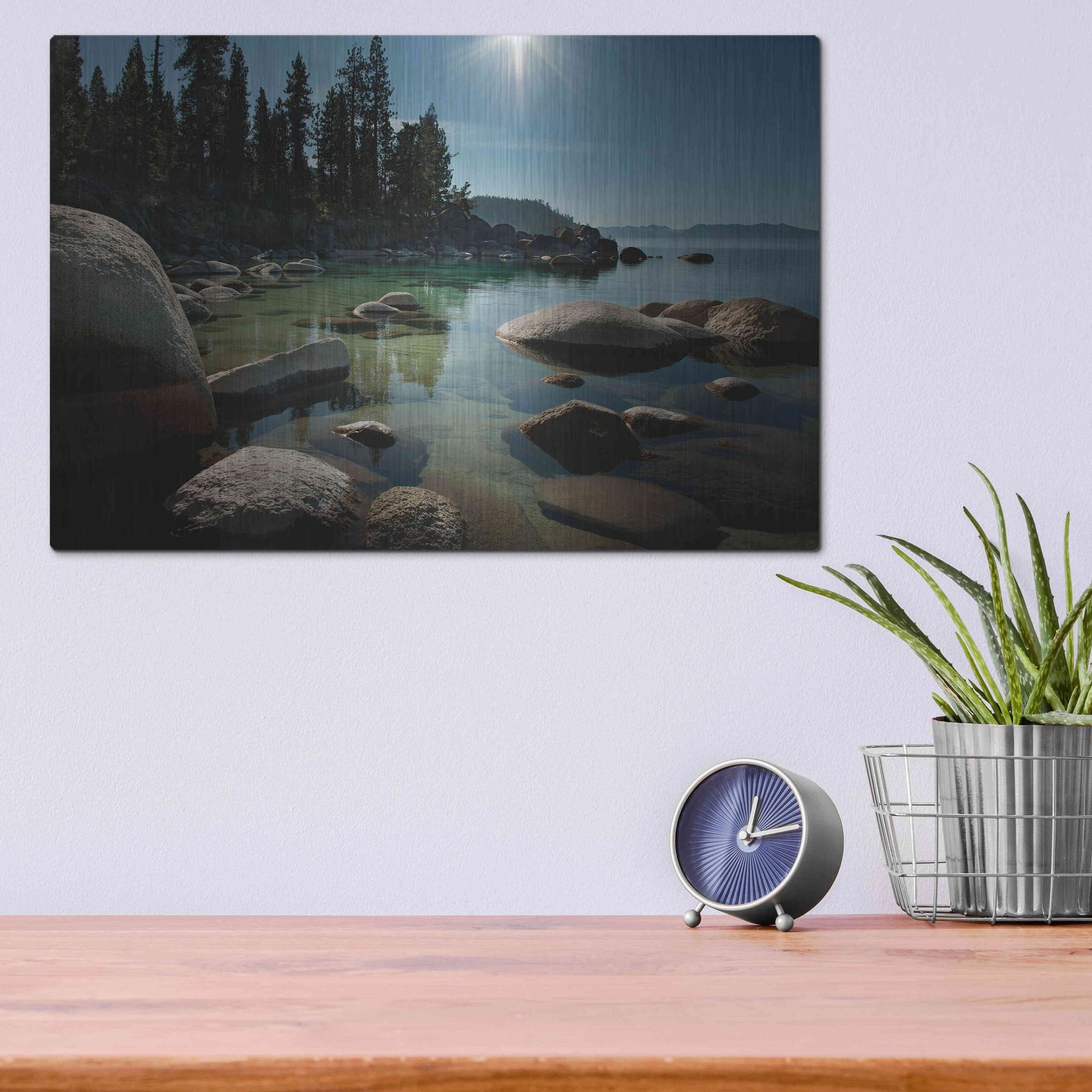 Luxe Metal Art 'Heaven Over Tahoe' by Natalie Mikaels, Metal Wall Art,16x12