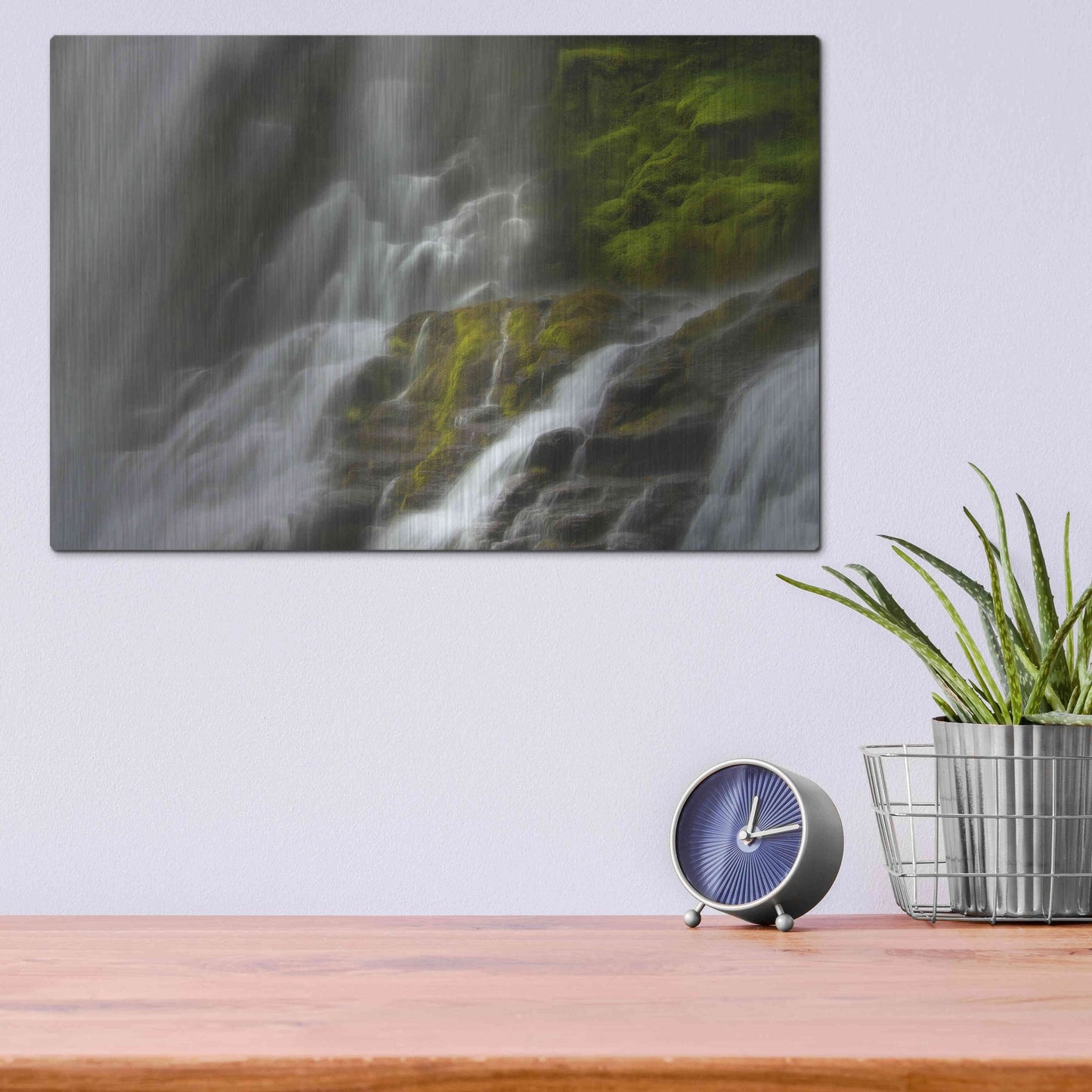 Luxe Metal Art 'Glowing Mist' by Natalie Mikaels, Metal Wall Art,16x12