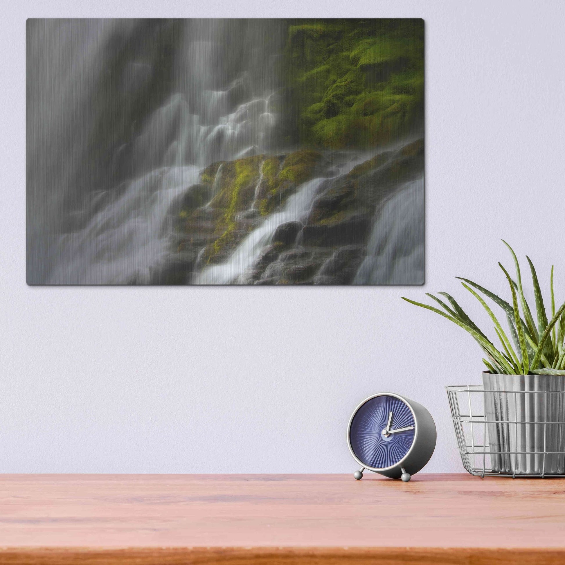 Luxe Metal Art 'Glowing Mist' by Natalie Mikaels, Metal Wall Art,16x12