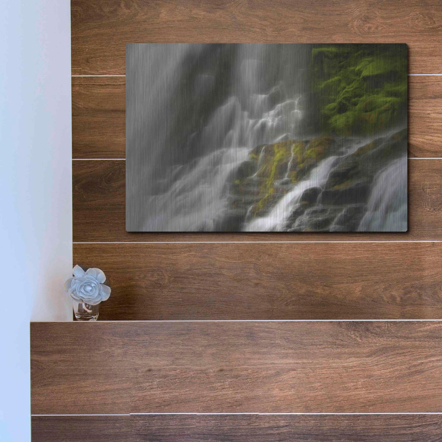 Luxe Metal Art 'Glowing Mist' by Natalie Mikaels, Metal Wall Art,16x12