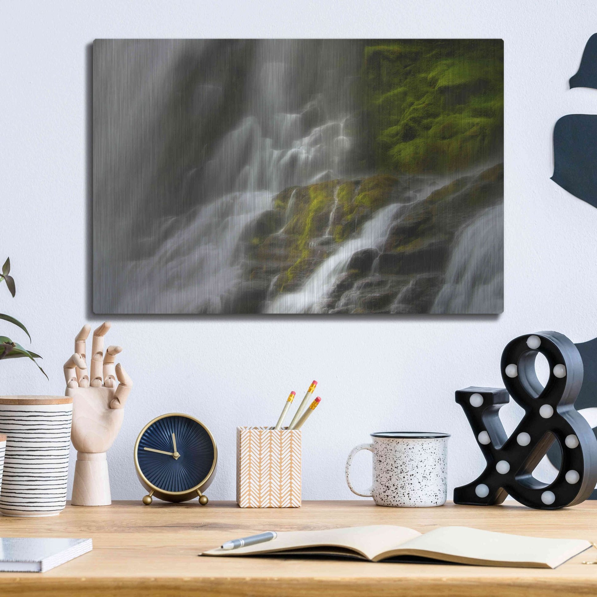 Luxe Metal Art 'Glowing Mist' by Natalie Mikaels, Metal Wall Art,16x12