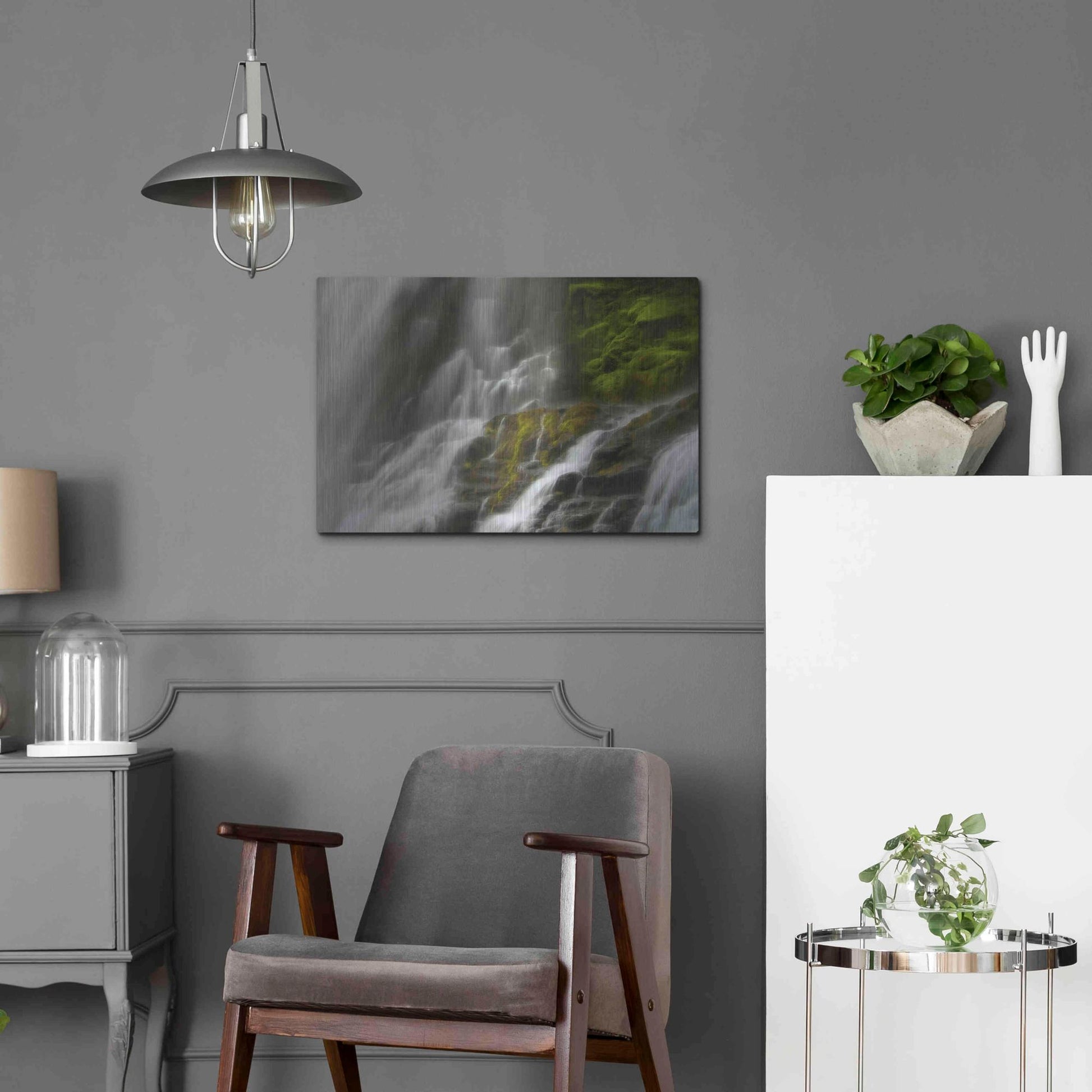 Luxe Metal Art 'Glowing Mist' by Natalie Mikaels, Metal Wall Art,24x16