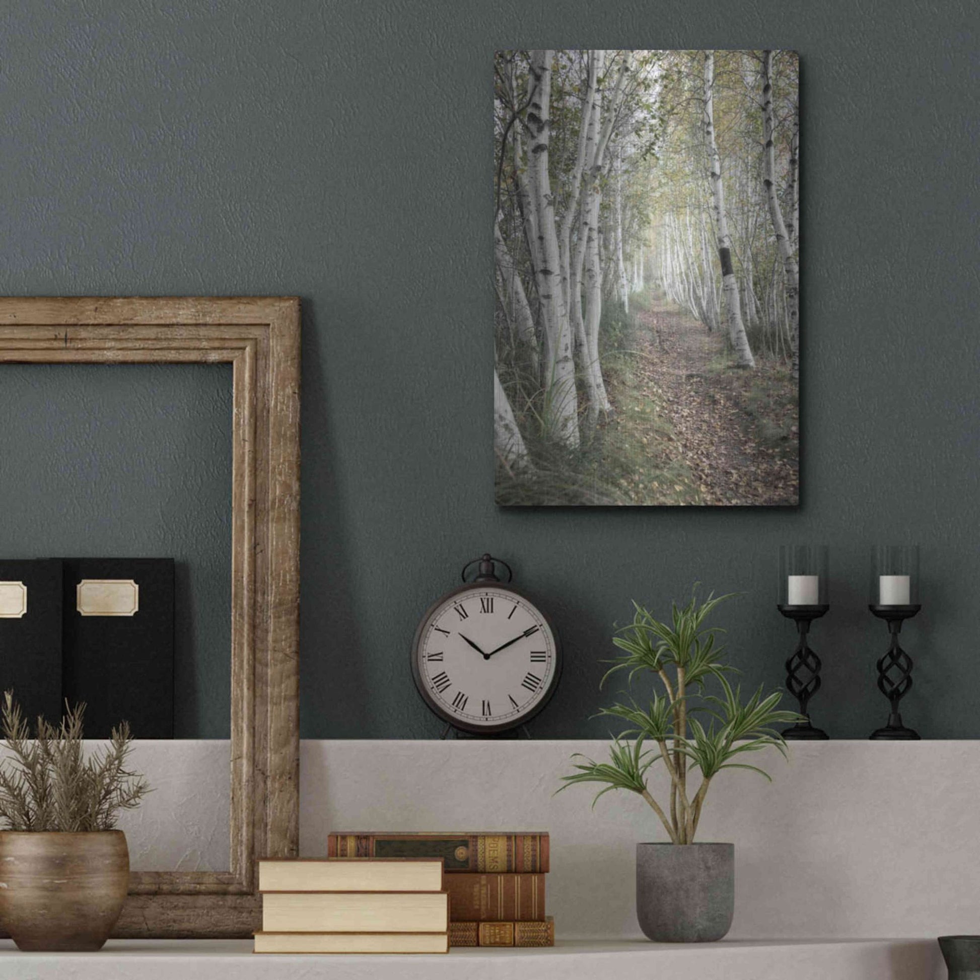 Luxe Metal Art 'Birch Trail' by Natalie Mikaels, Metal Wall Art,12x16