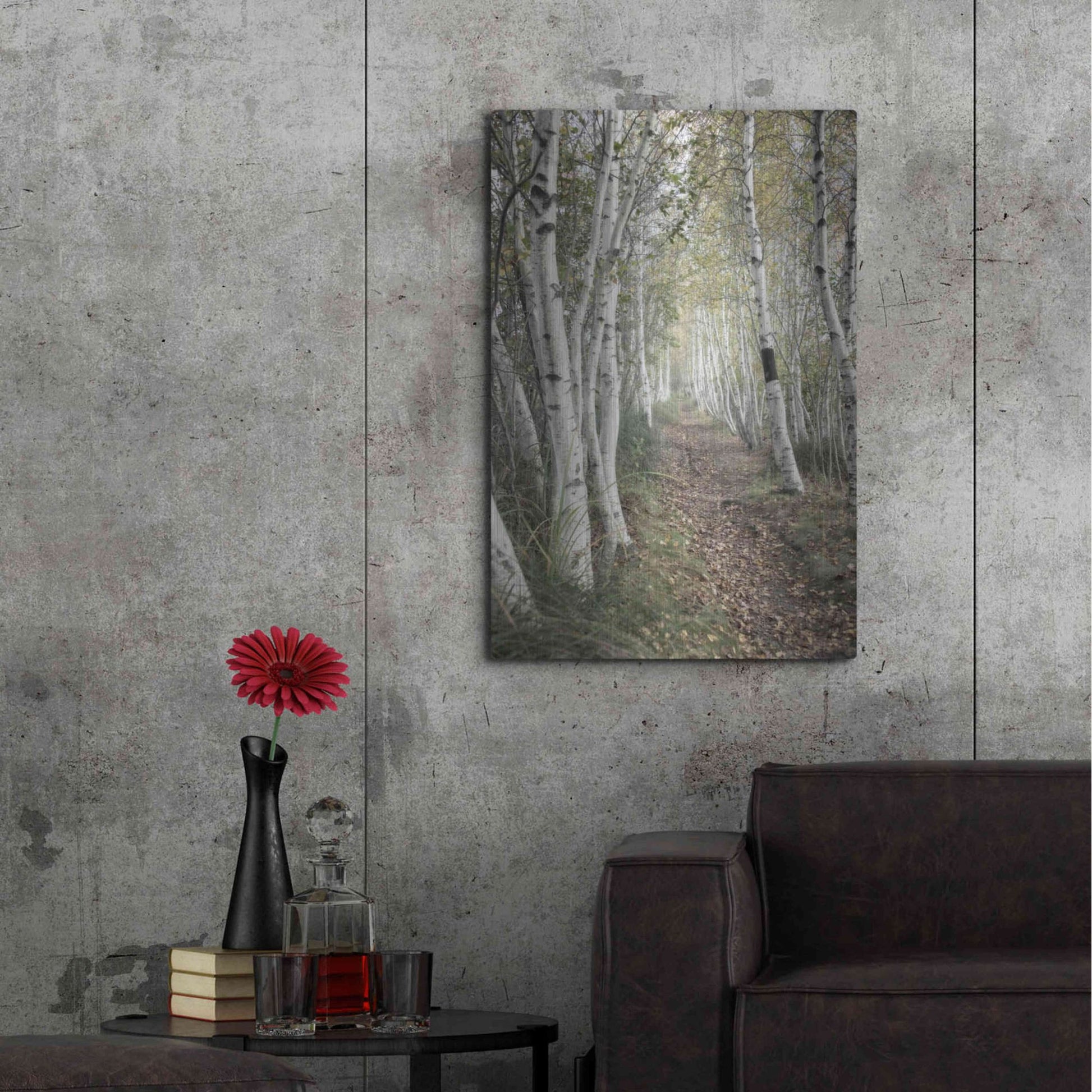 Luxe Metal Art 'Birch Trail' by Natalie Mikaels, Metal Wall Art,24x36