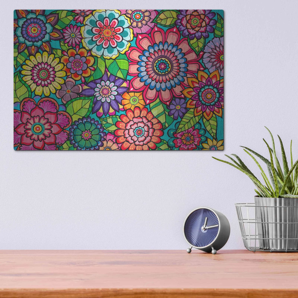 'Blooming Blooms' by Hello Angel – Metal Wall Art, 16x12 room view