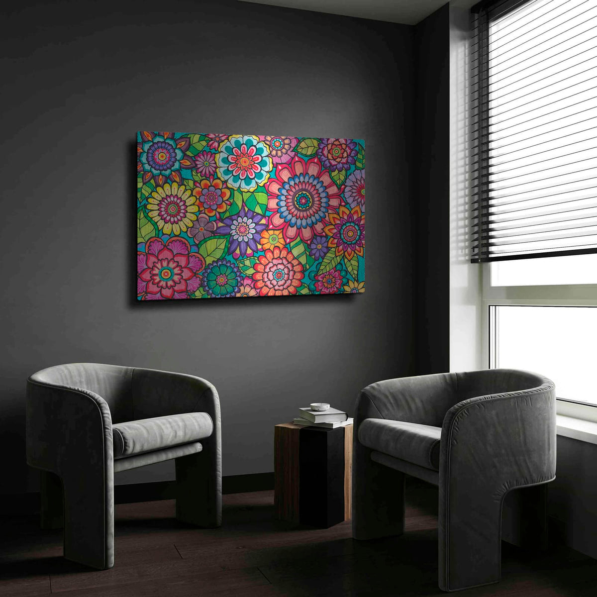 'Blooming Blooms' by Hello Angel – Metal Wall Art, 24x16 room view