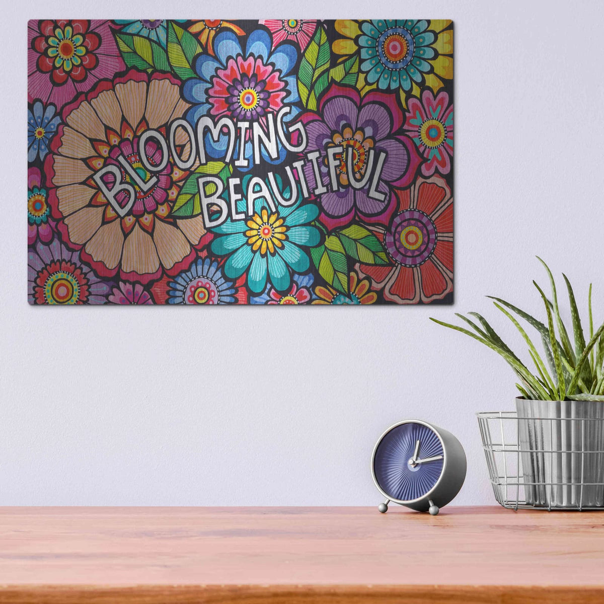 'Blooming Beautiful' by Hello Angel – Metal Wall Art, 16x12 room view