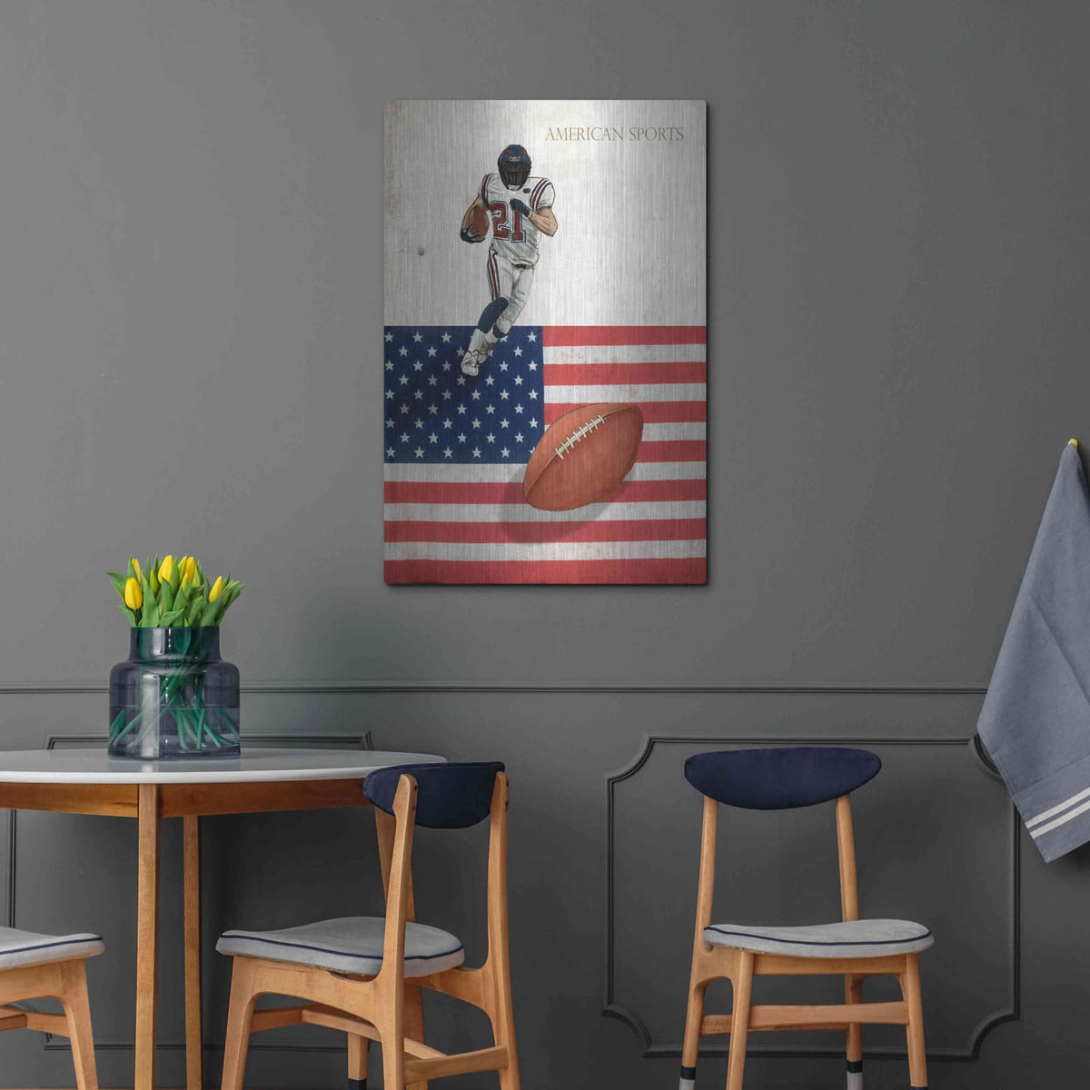 'American Sports Football 1' by GraphINC – Metal Wall Art, 24x36 room view