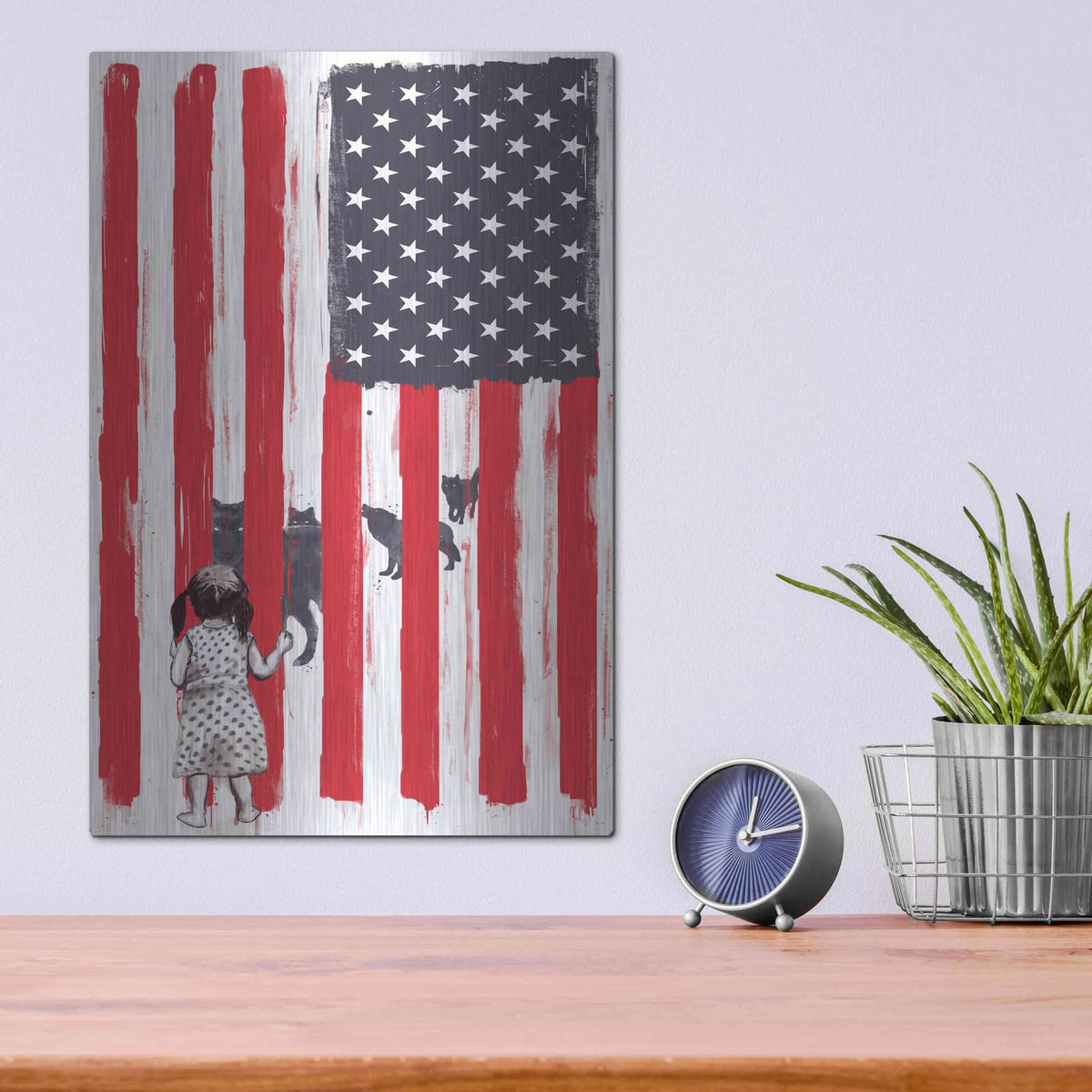 'Little Girl and Wolves' by GraphINC – Metal Wall Art, 12x16 room view