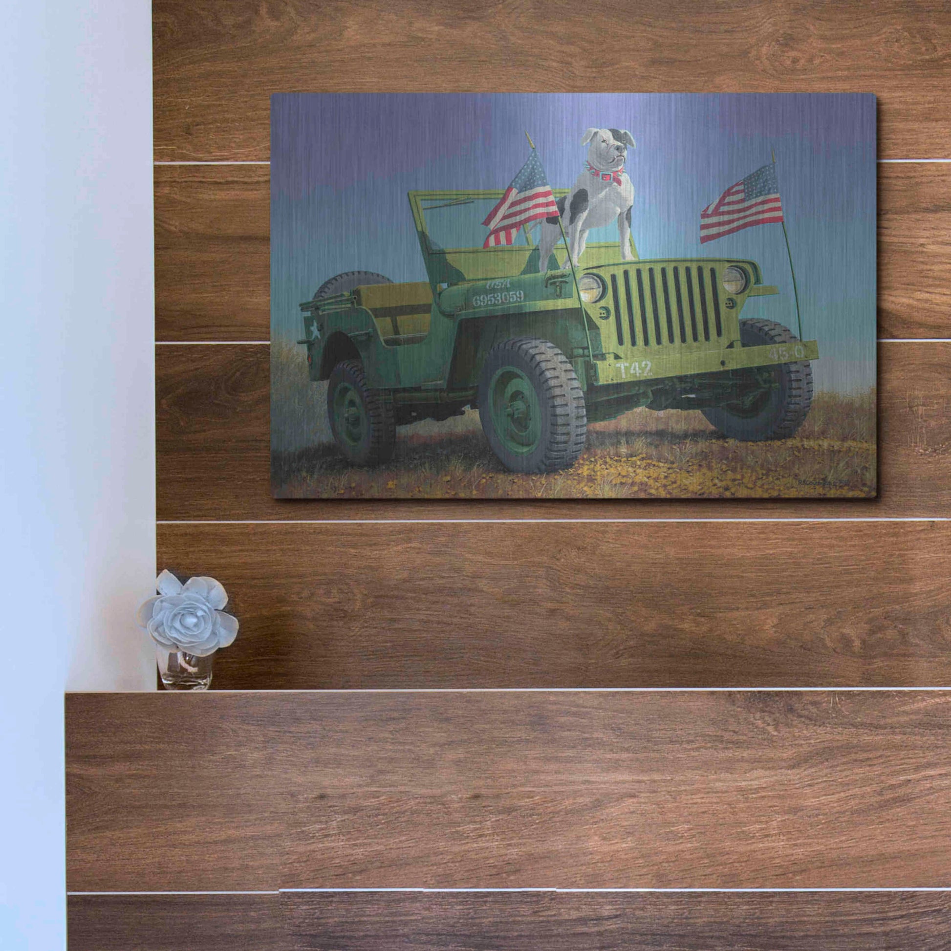 Luxe Metal Art 'The Veteran' by Richard Courtney, Metal Wall Art,16x12