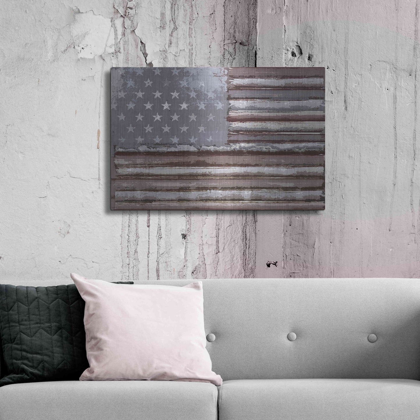 Luxe Metal Art 'Rusty Flag' by Karen Smith, Metal Wall Art,36x24