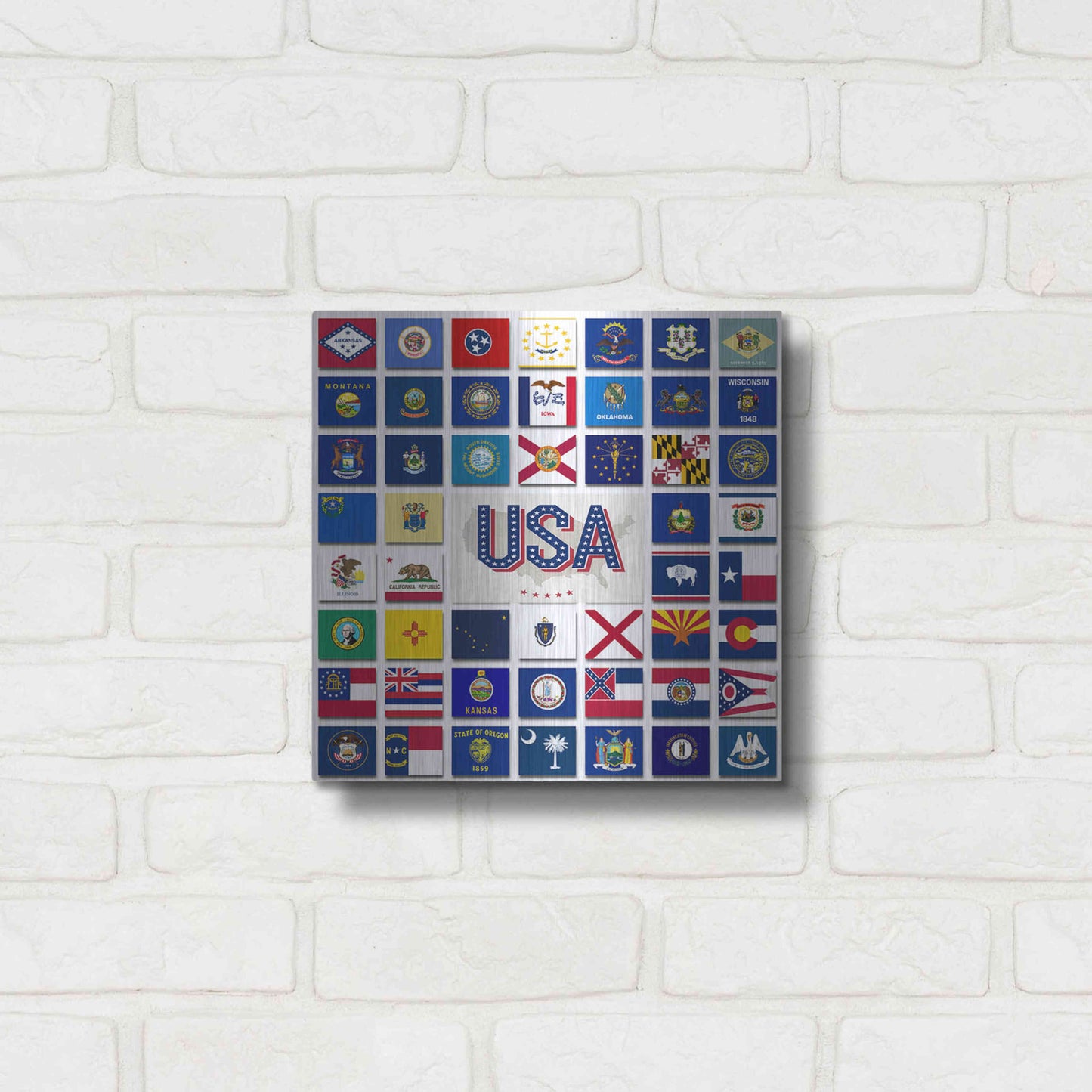 Luxe Metal Art 'USA' by Irena Orlov, Metal Wall Art,12x12