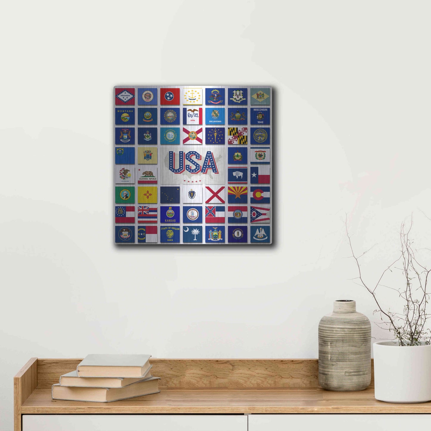 Luxe Metal Art 'USA' by Irena Orlov, Metal Wall Art,12x12