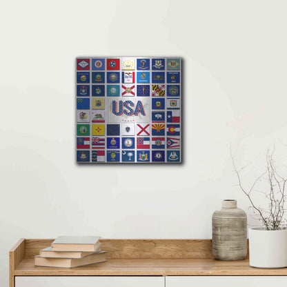 Luxe Metal Art 'USA' by Irena Orlov, Metal Wall Art,12x12