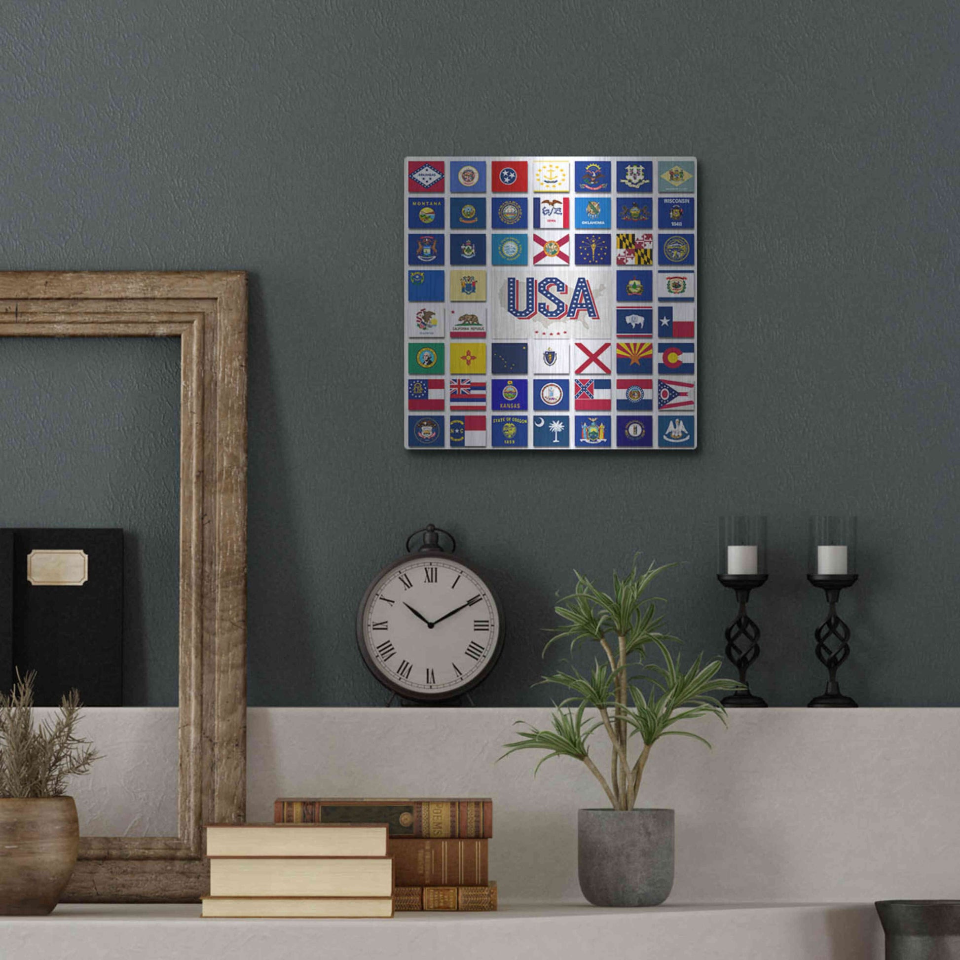 Luxe Metal Art 'USA' by Irena Orlov, Metal Wall Art,12x12