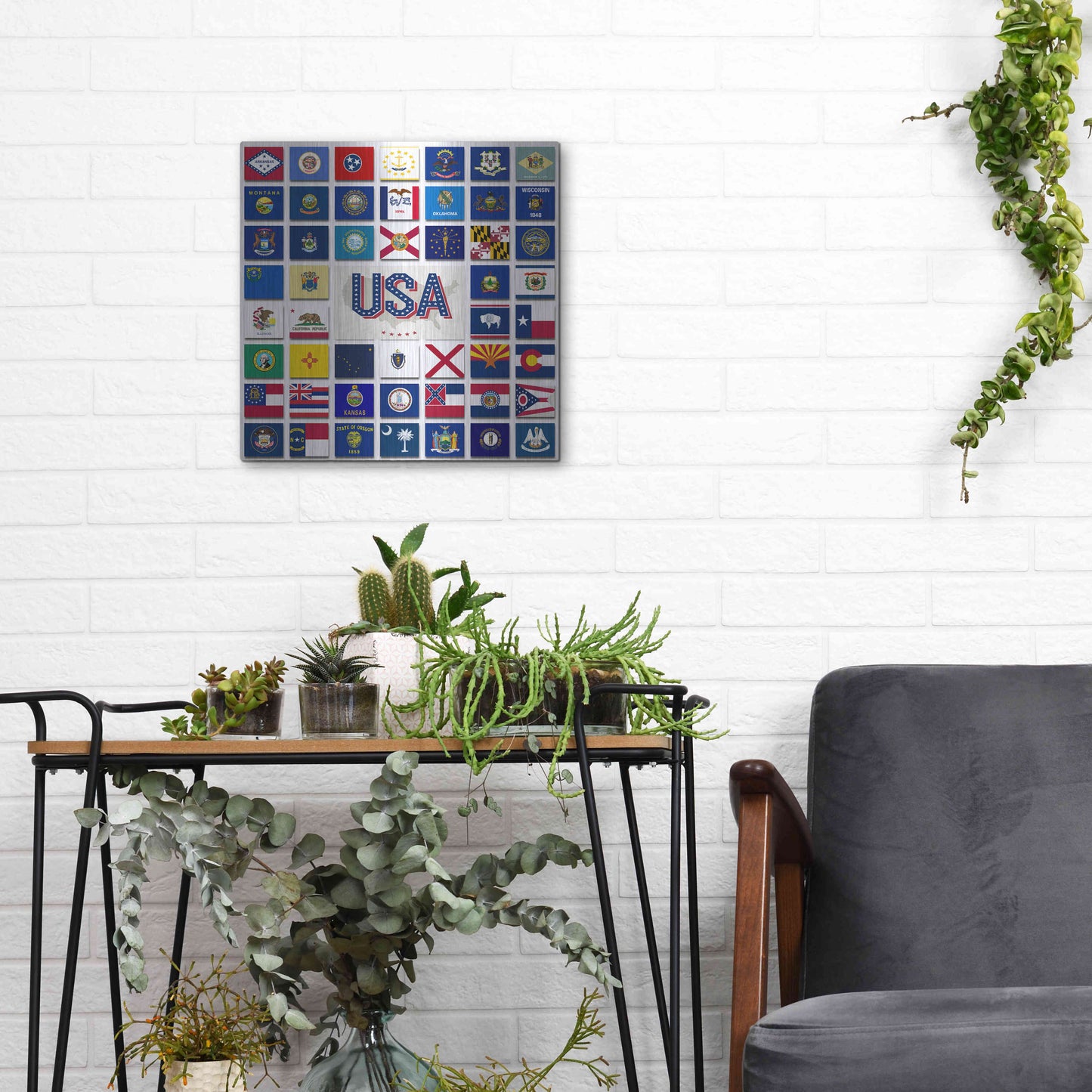Luxe Metal Art 'USA' by Irena Orlov, Metal Wall Art,12x12