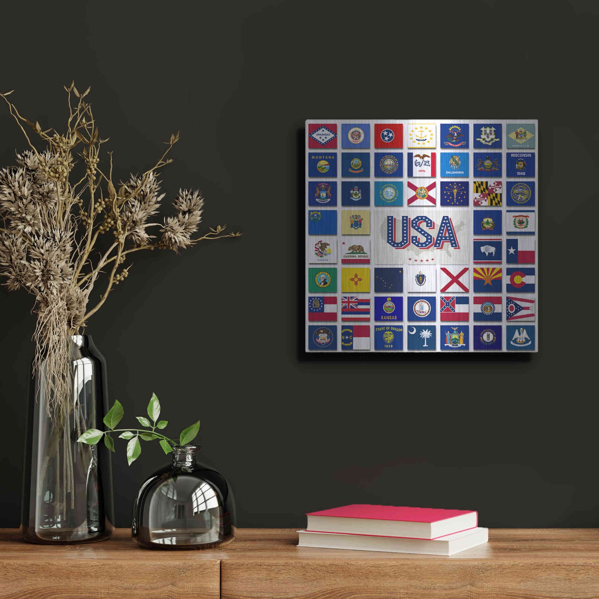 Luxe Metal Art 'USA' by Irena Orlov, Metal Wall Art,12x12