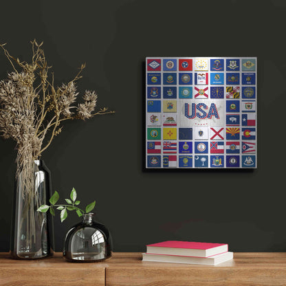 Luxe Metal Art 'USA' by Irena Orlov, Metal Wall Art,12x12