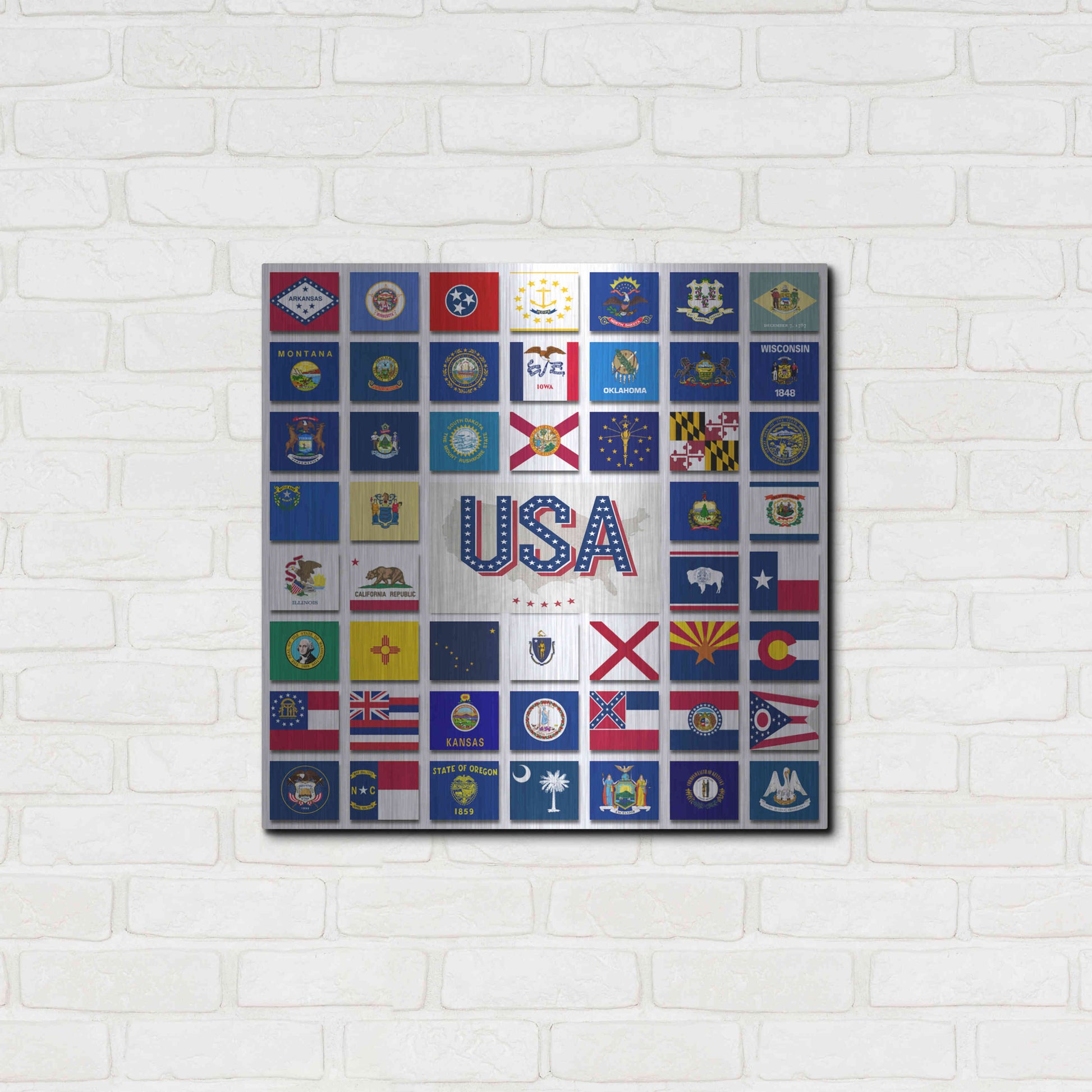 Luxe Metal Art 'USA' by Irena Orlov, Metal Wall Art,24x24