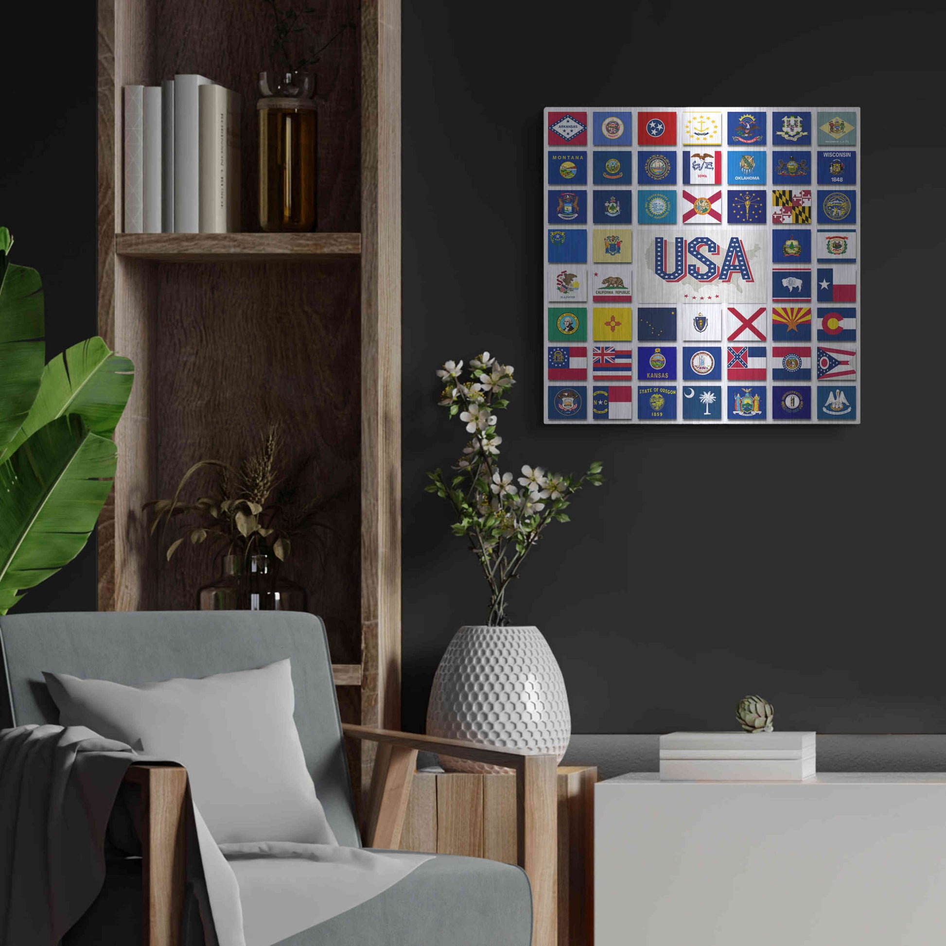 Luxe Metal Art 'USA' by Irena Orlov, Metal Wall Art,24x24
