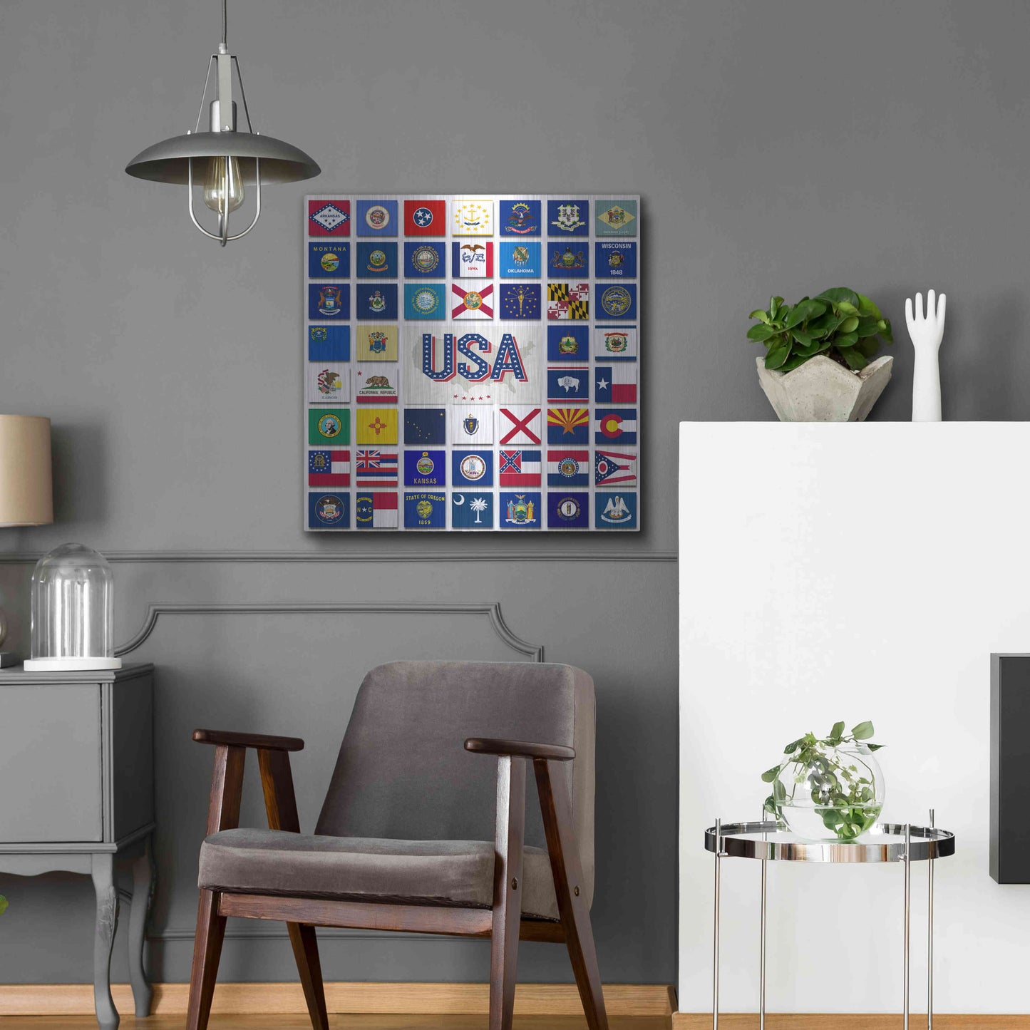 Luxe Metal Art 'USA' by Irena Orlov, Metal Wall Art,24x24