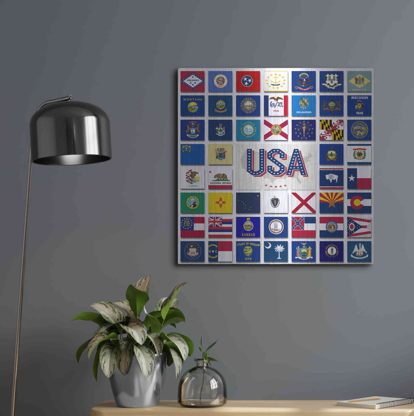 Luxe Metal Art 'USA' by Irena Orlov, Metal Wall Art,24x24