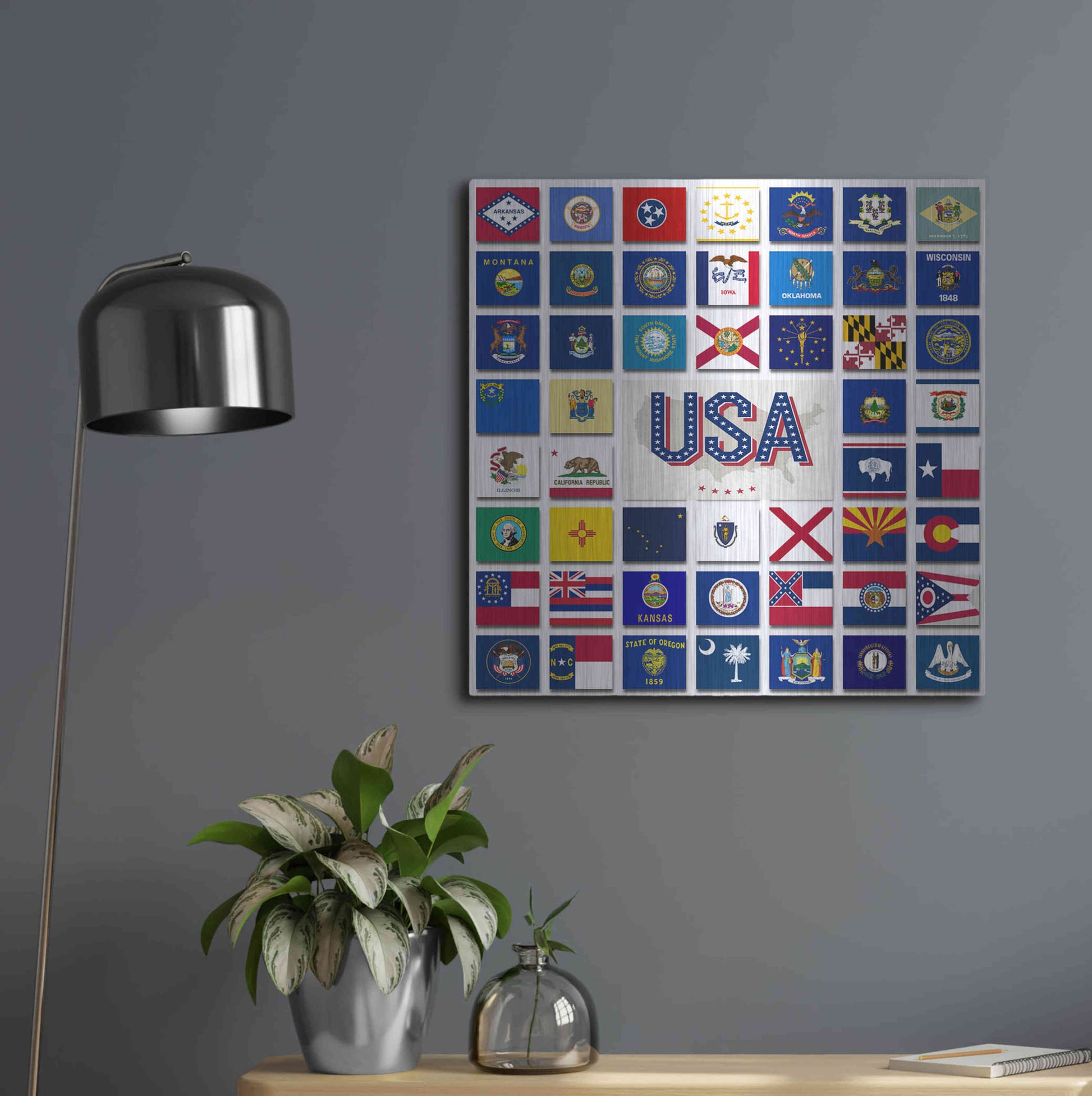 Luxe Metal Art 'USA' by Irena Orlov, Metal Wall Art,24x24