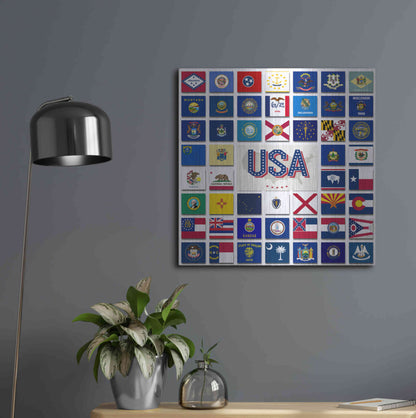 Luxe Metal Art 'USA' by Irena Orlov, Metal Wall Art,24x24