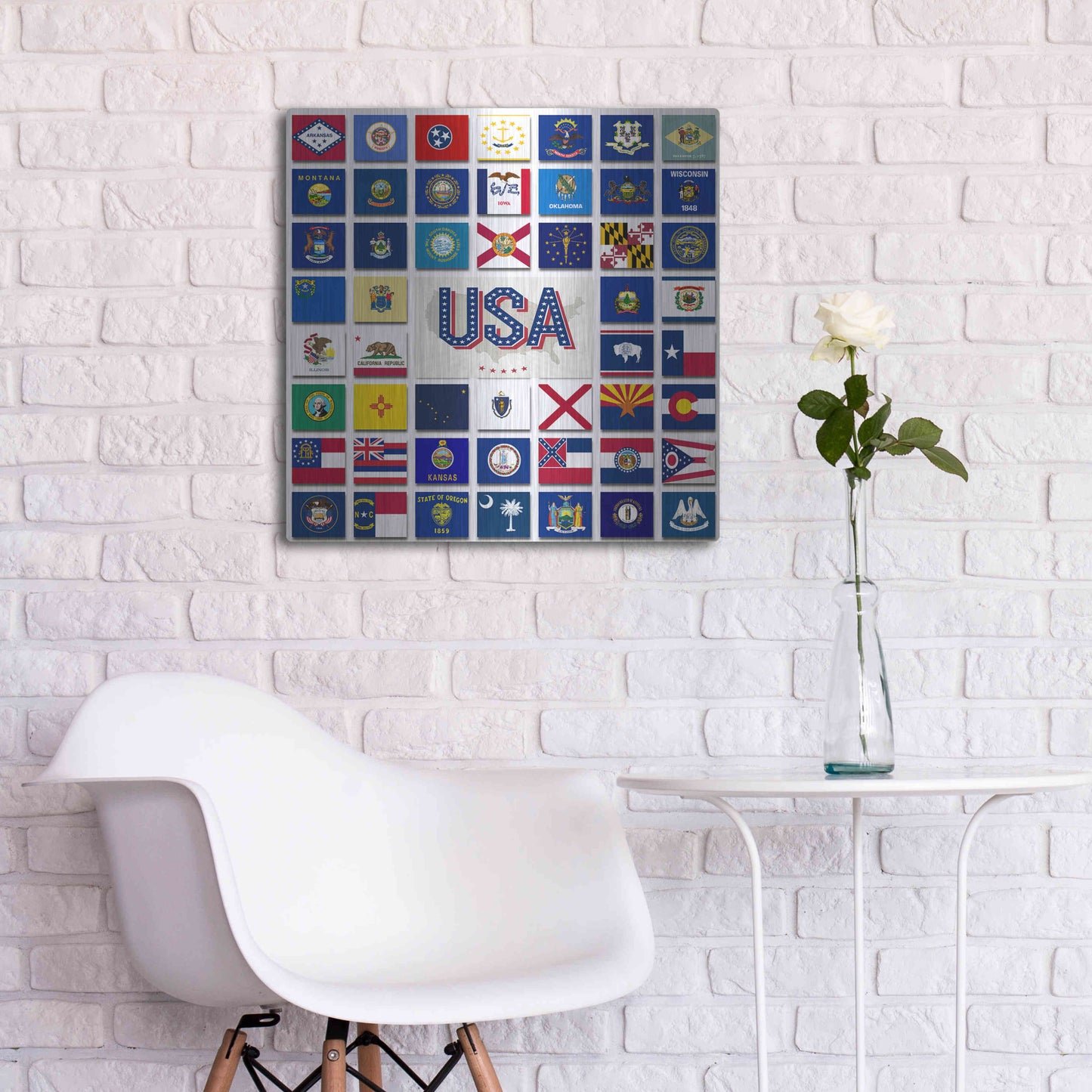 Luxe Metal Art 'USA' by Irena Orlov, Metal Wall Art,24x24
