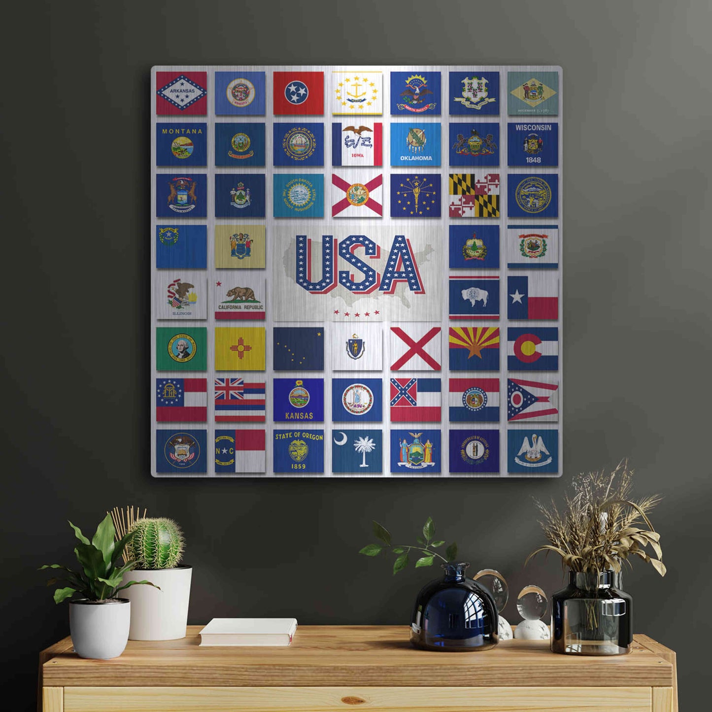 Luxe Metal Art 'USA' by Irena Orlov, Metal Wall Art,24x24