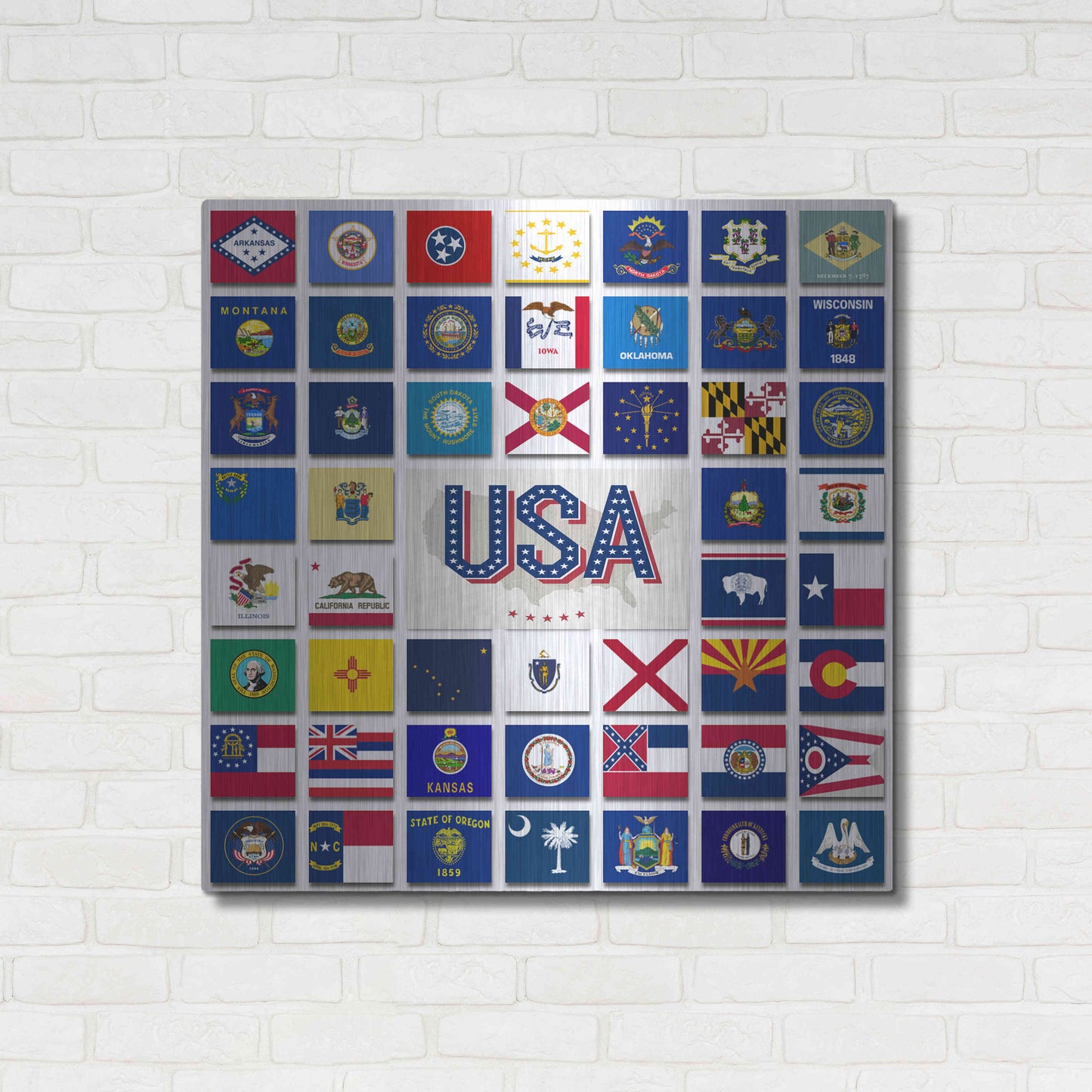 Luxe Metal Art 'USA' by Irena Orlov, Metal Wall Art,36x36
