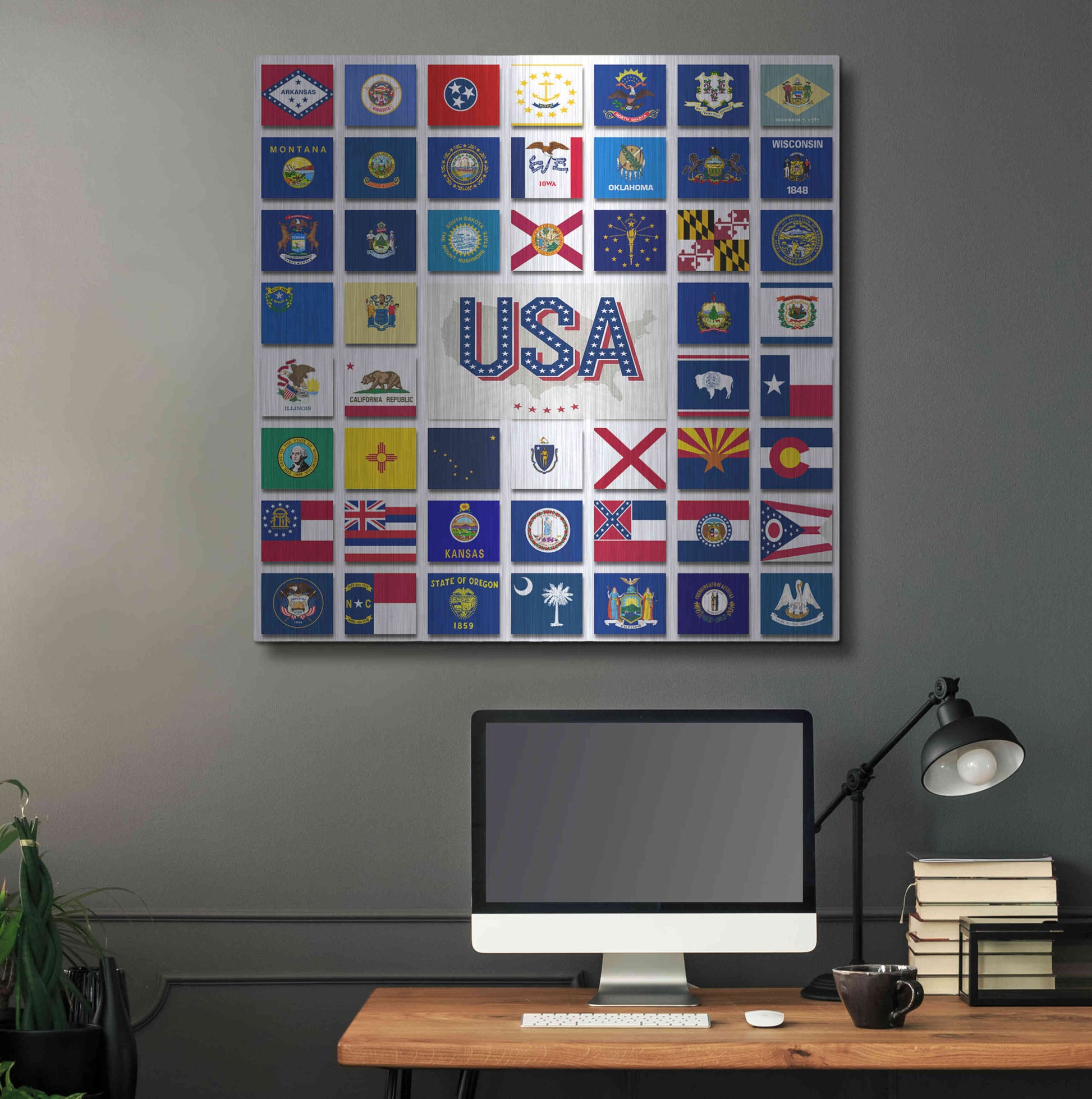 Luxe Metal Art 'USA' by Irena Orlov, Metal Wall Art,36x36