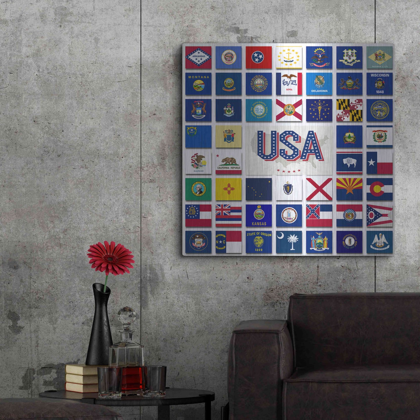 Luxe Metal Art 'USA' by Irena Orlov, Metal Wall Art,36x36
