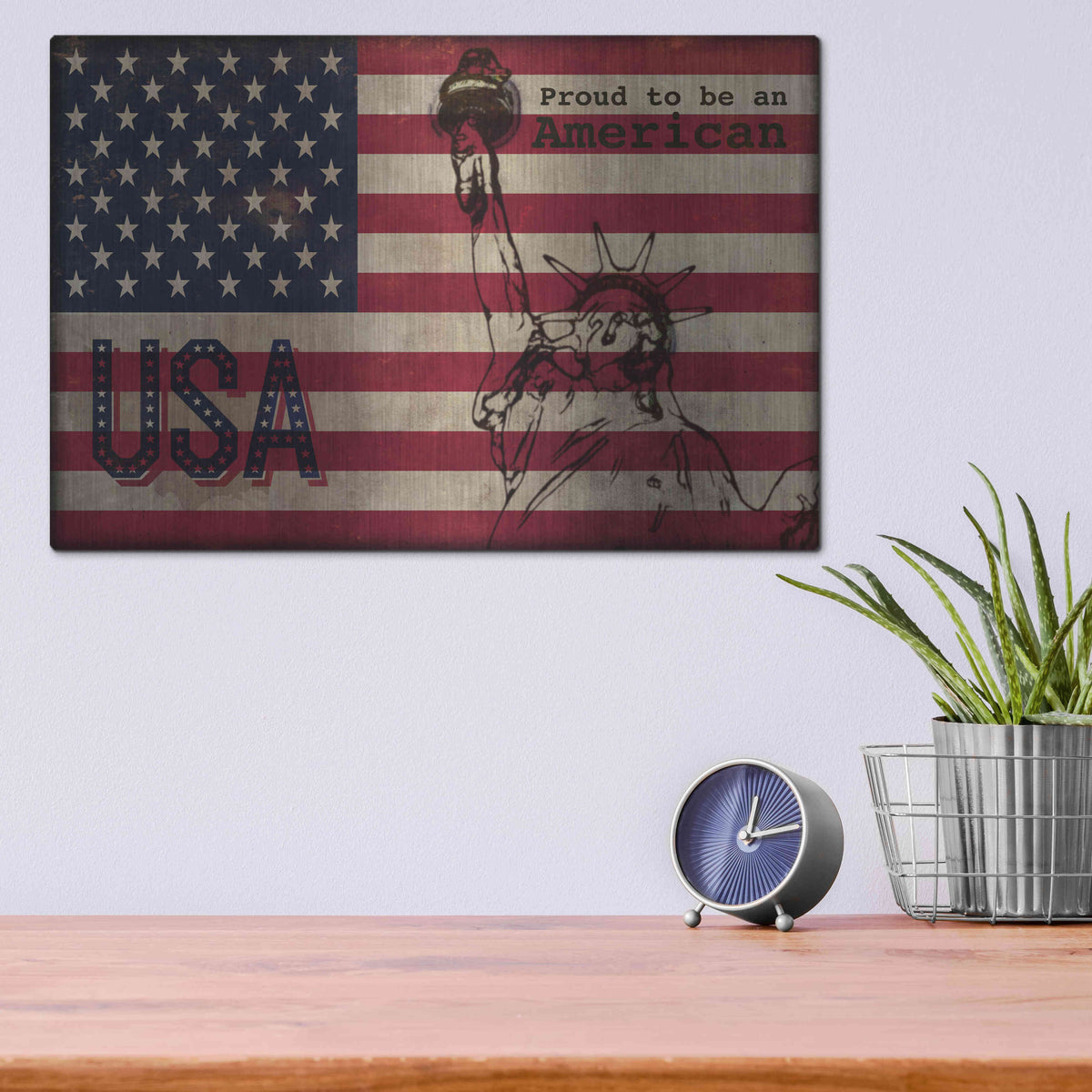 Luxe Metal Art '2 Proud to be an American' by Irena Orlov, Metal Wall Art,16x12