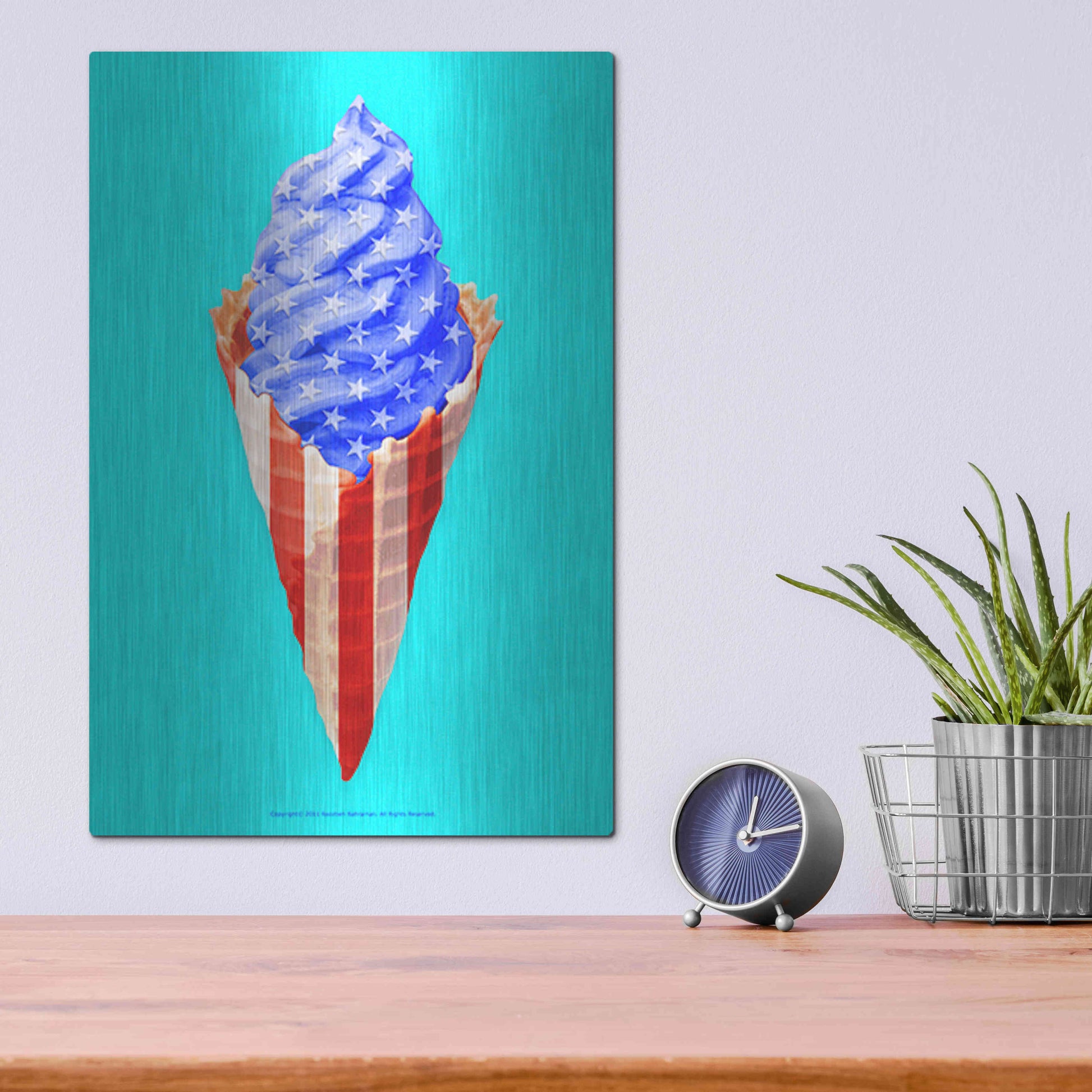 Luxe Metal Art 'American Cone' by Roozbeh Bahramali, Metal Wall Art,12x16