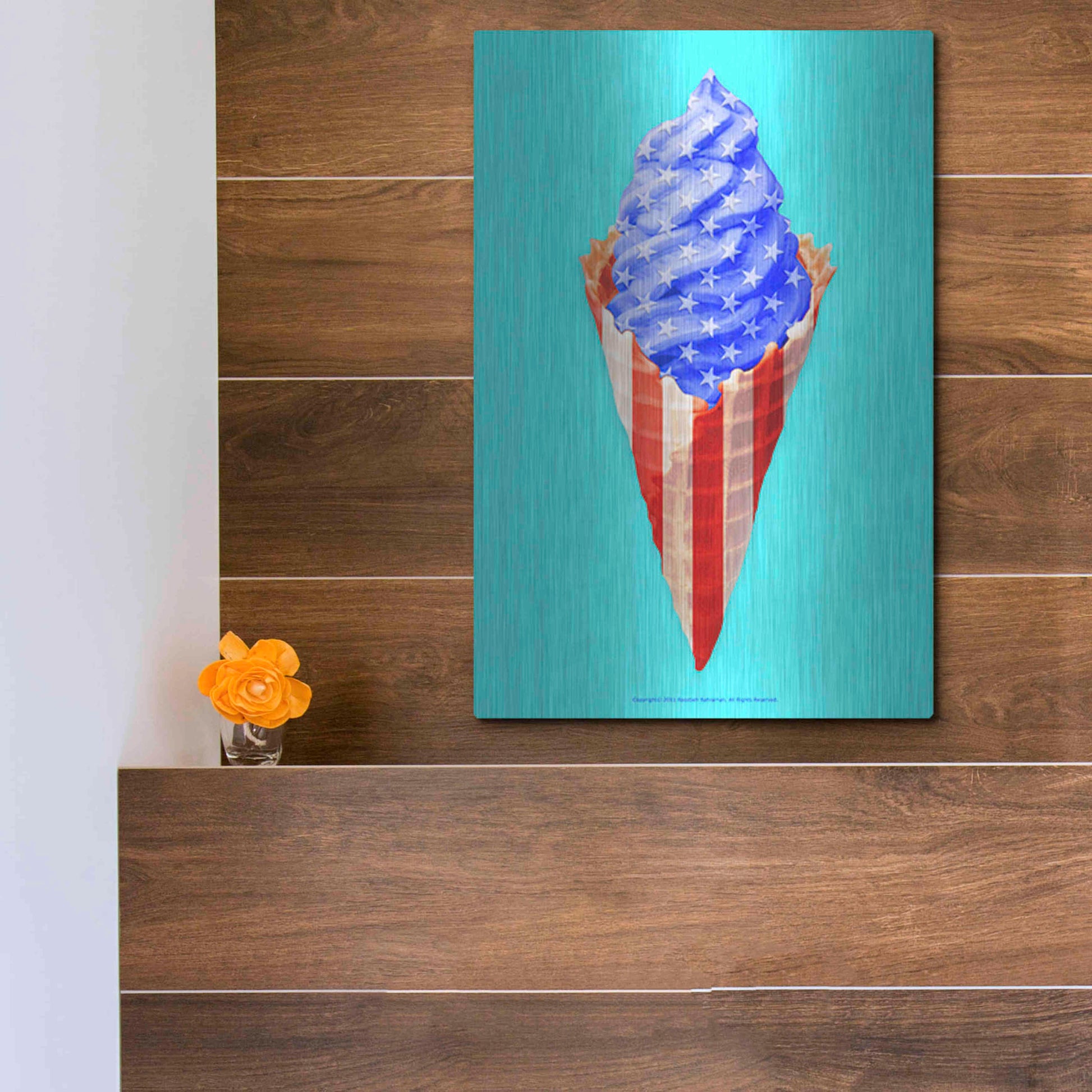 Luxe Metal Art 'American Cone' by Roozbeh Bahramali, Metal Wall Art,12x16