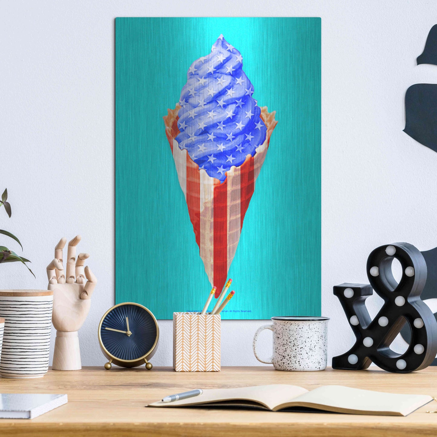 Luxe Metal Art 'American Cone' by Roozbeh Bahramali, Metal Wall Art,12x16