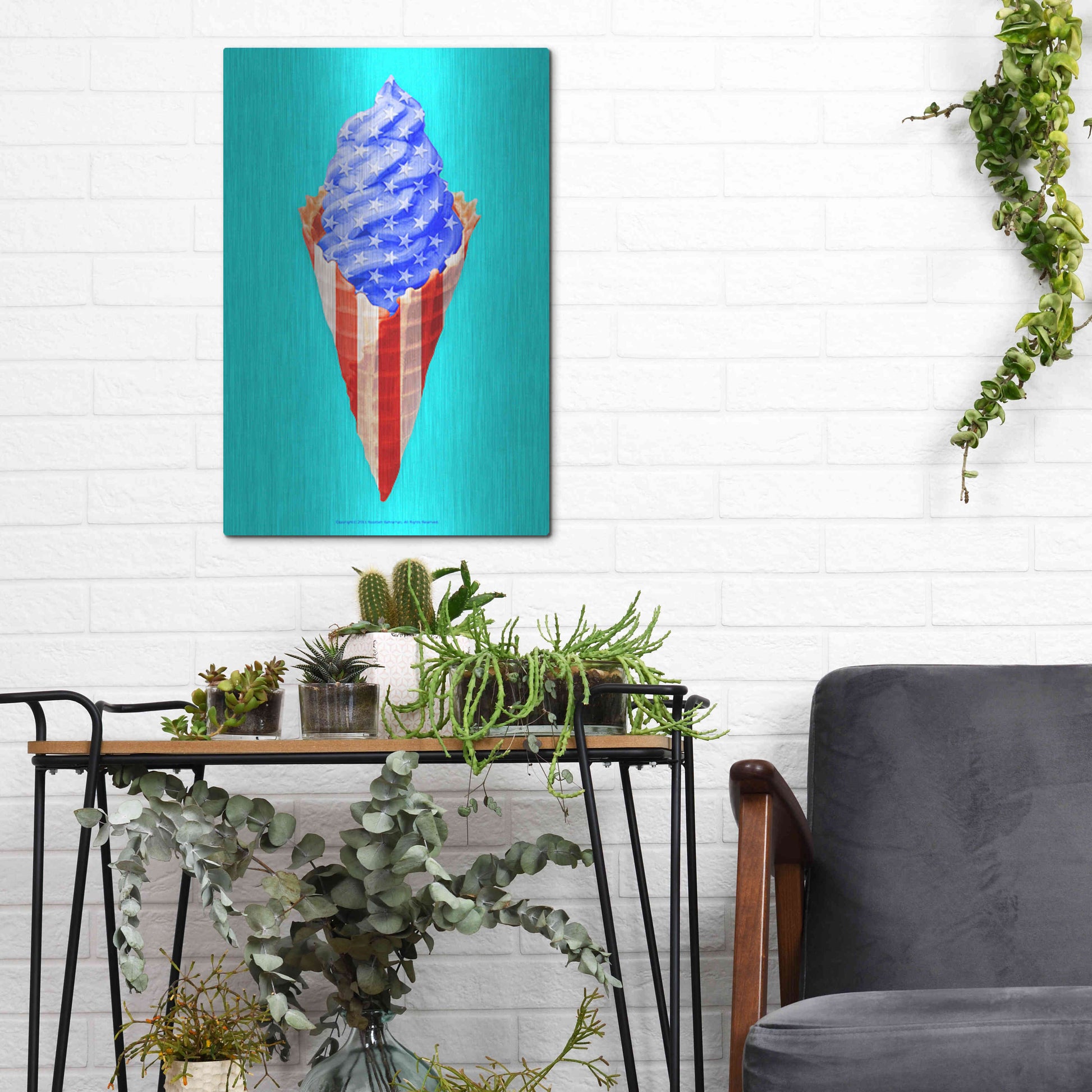 Luxe Metal Art 'American Cone' by Roozbeh Bahramali, Metal Wall Art,12x16