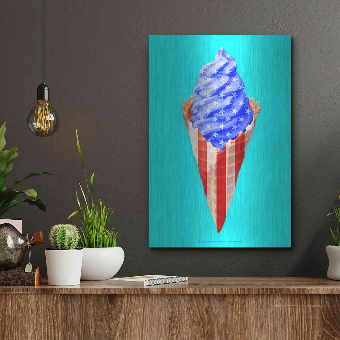 Luxe Metal Art 'American Cone' by Roozbeh Bahramali, Metal Wall Art,12x16