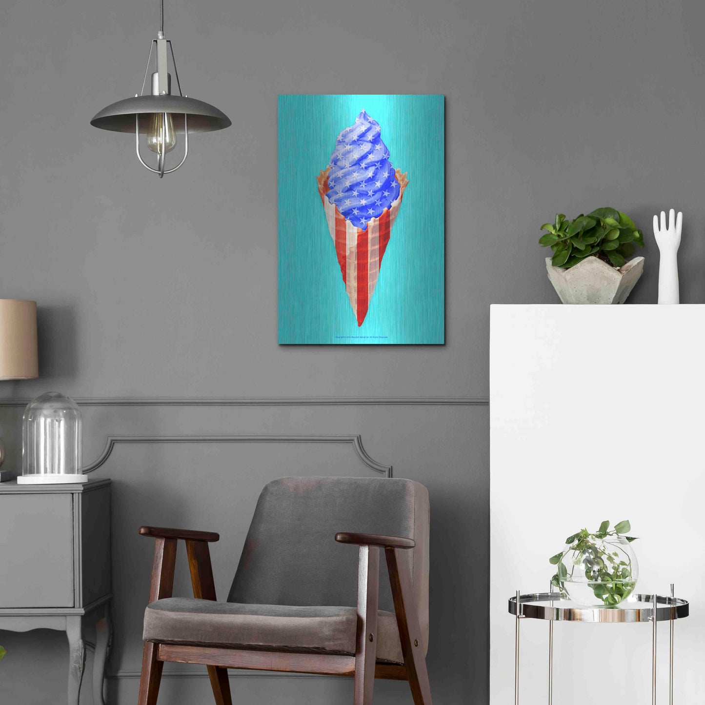 Luxe Metal Art 'American Cone' by Roozbeh Bahramali, Metal Wall Art,16x24