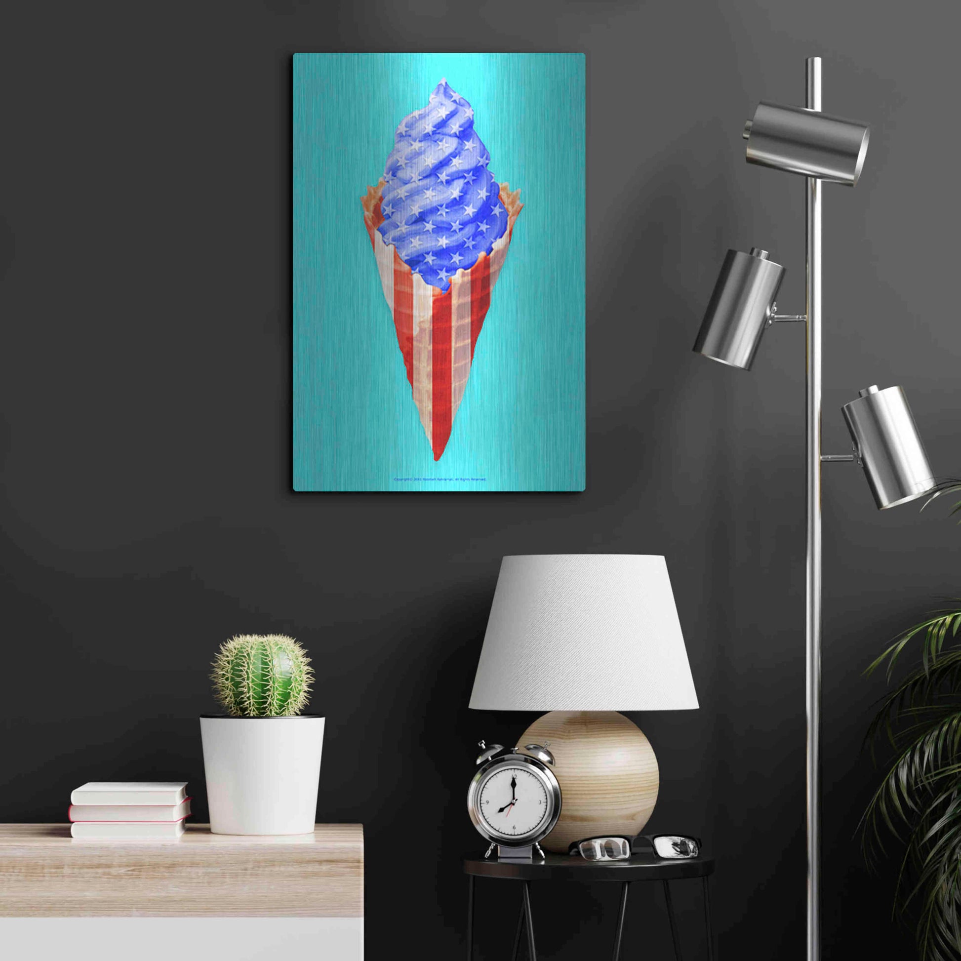 Luxe Metal Art 'American Cone' by Roozbeh Bahramali, Metal Wall Art,16x24