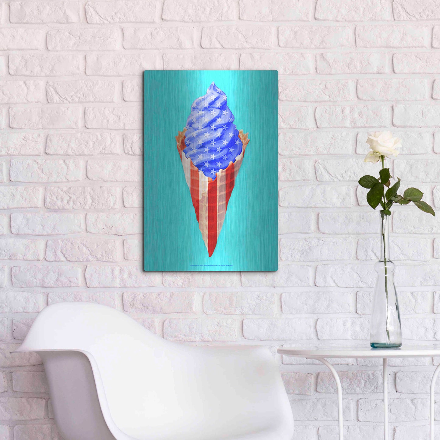 Luxe Metal Art 'American Cone' by Roozbeh Bahramali, Metal Wall Art,16x24