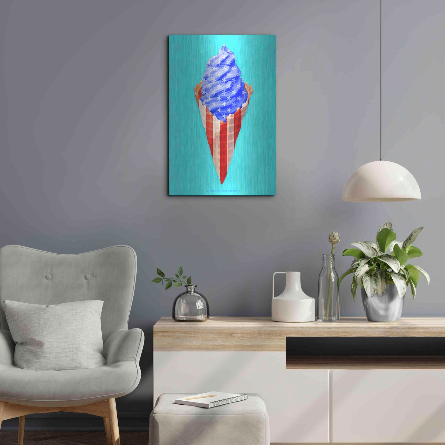 Luxe Metal Art 'American Cone' by Roozbeh Bahramali, Metal Wall Art,16x24