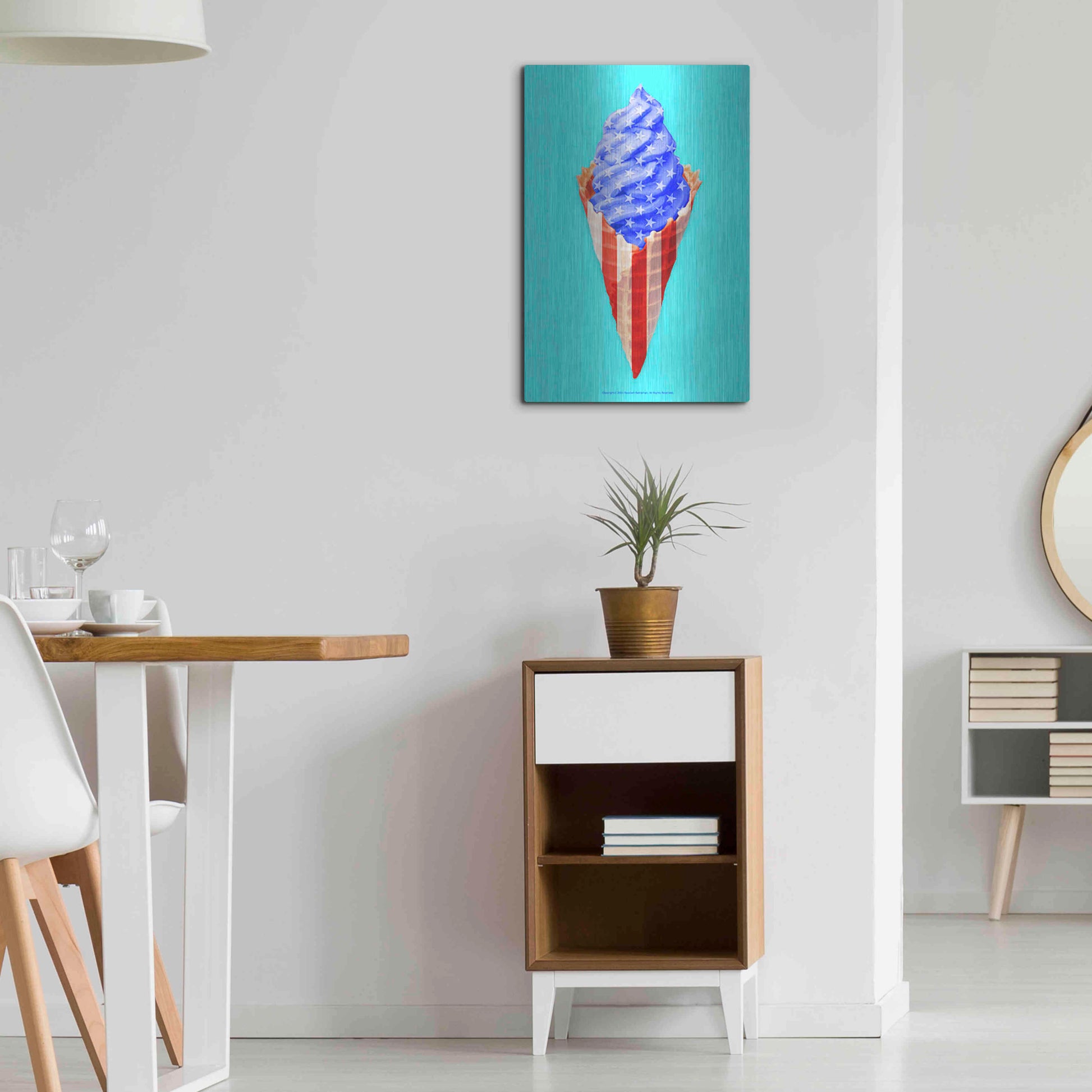 Luxe Metal Art 'American Cone' by Roozbeh Bahramali, Metal Wall Art,16x24