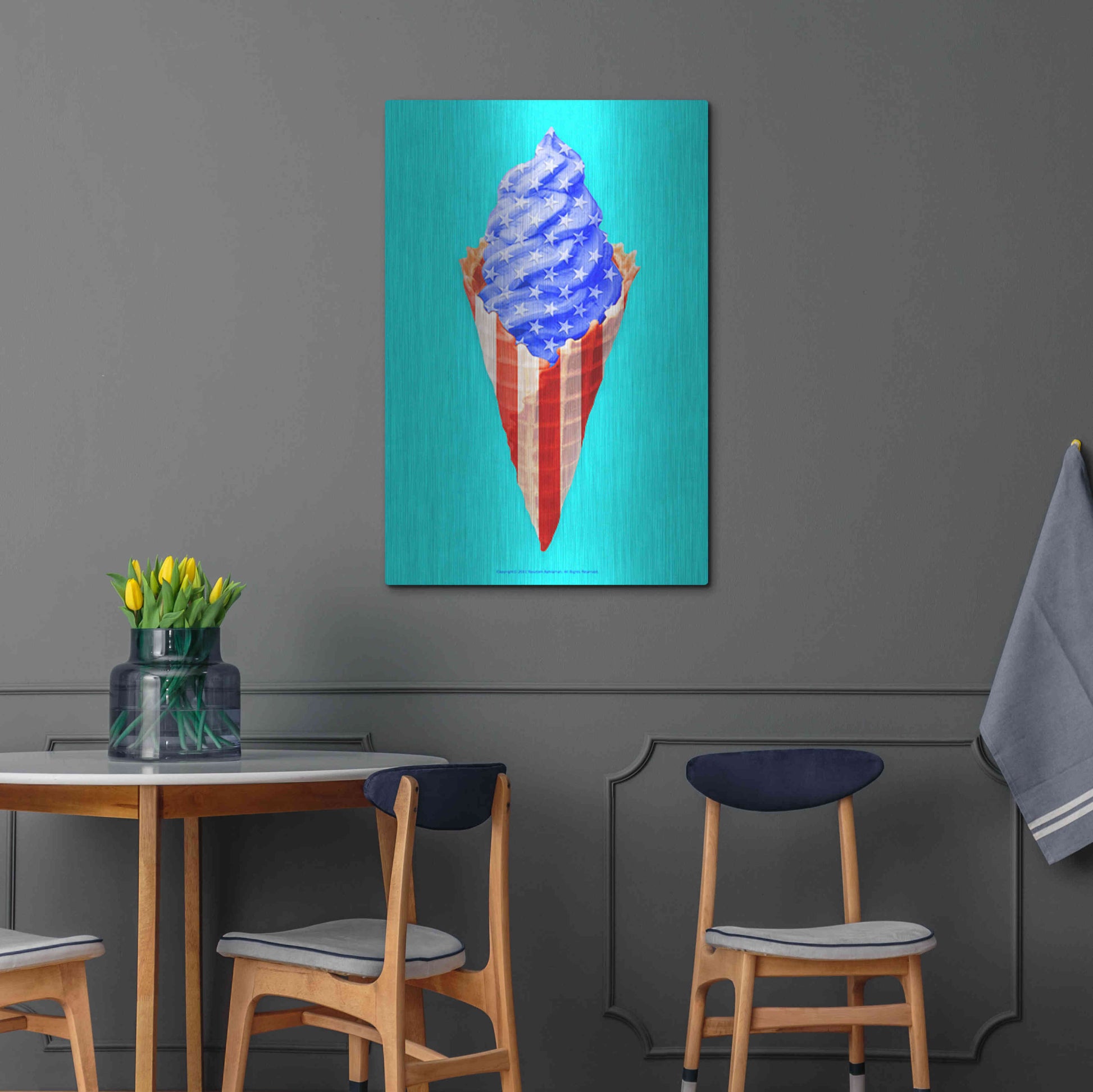 Luxe Metal Art 'American Cone' by Roozbeh Bahramali, Metal Wall Art,24x36