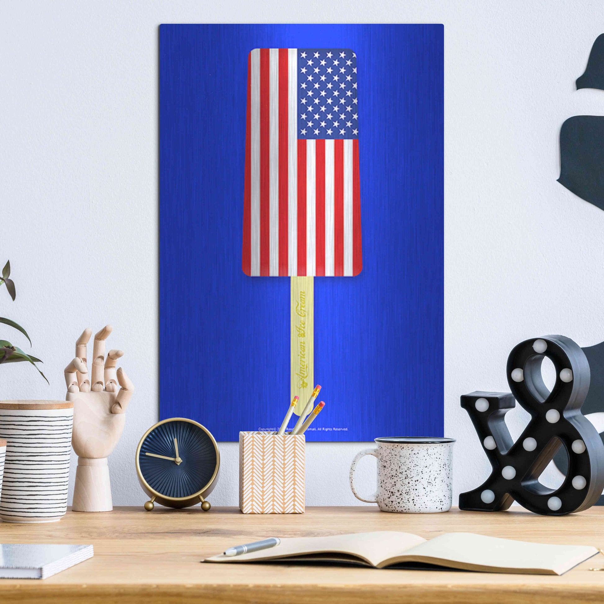 Luxe Metal Art 'American Ice Cream' by Roozbeh Bahramali, Metal Wall Art,12x16