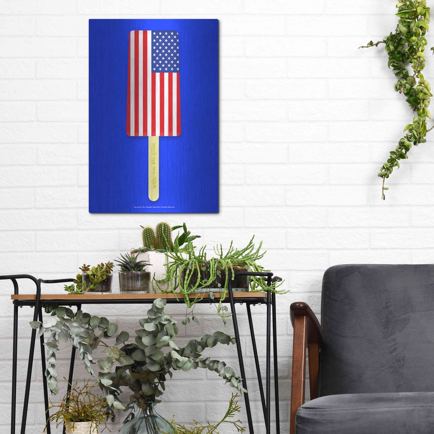 Luxe Metal Art 'American Ice Cream' by Roozbeh Bahramali, Metal Wall Art,12x16